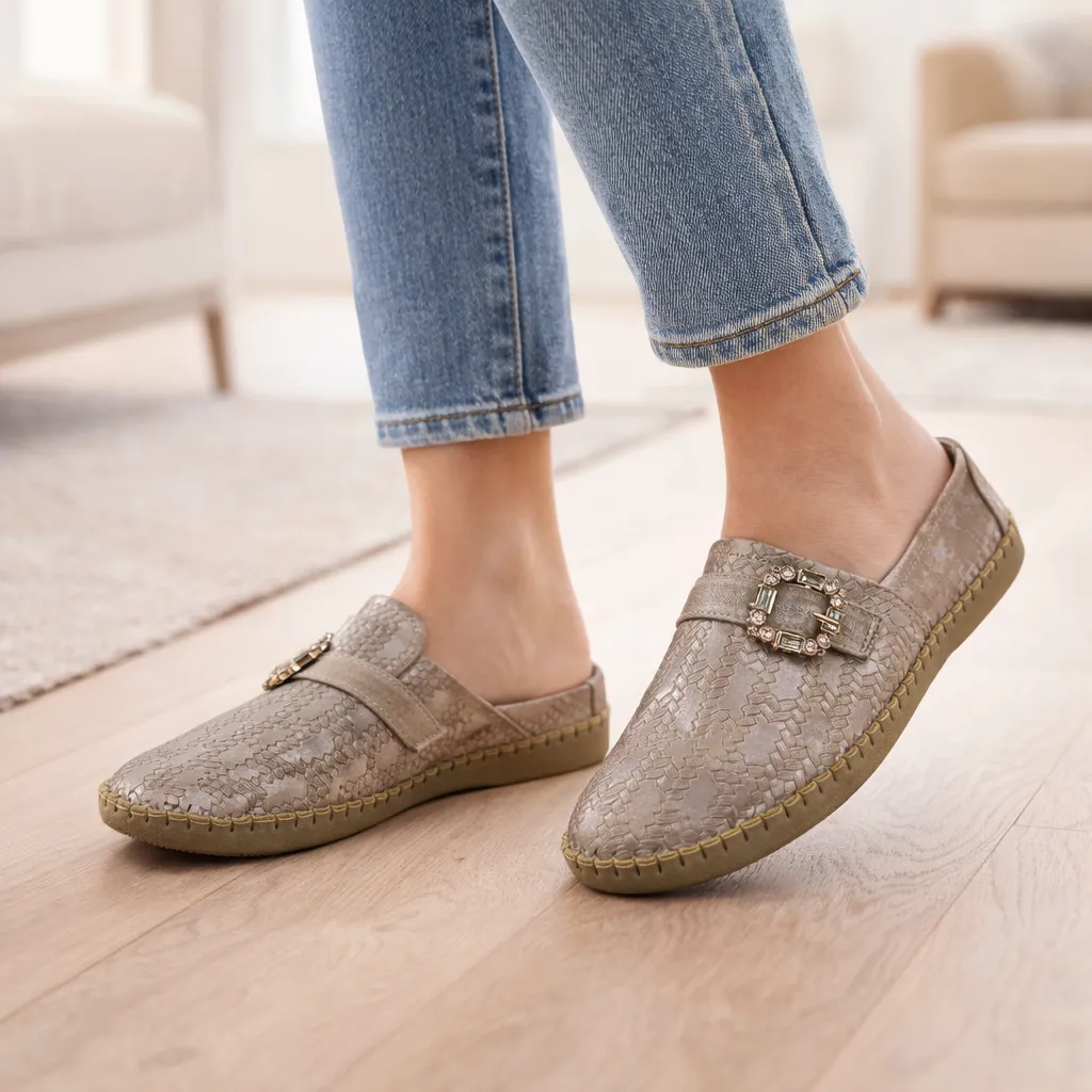 UrbanToes Grace Buckle Comfort Loafers Brown - UrbanToes