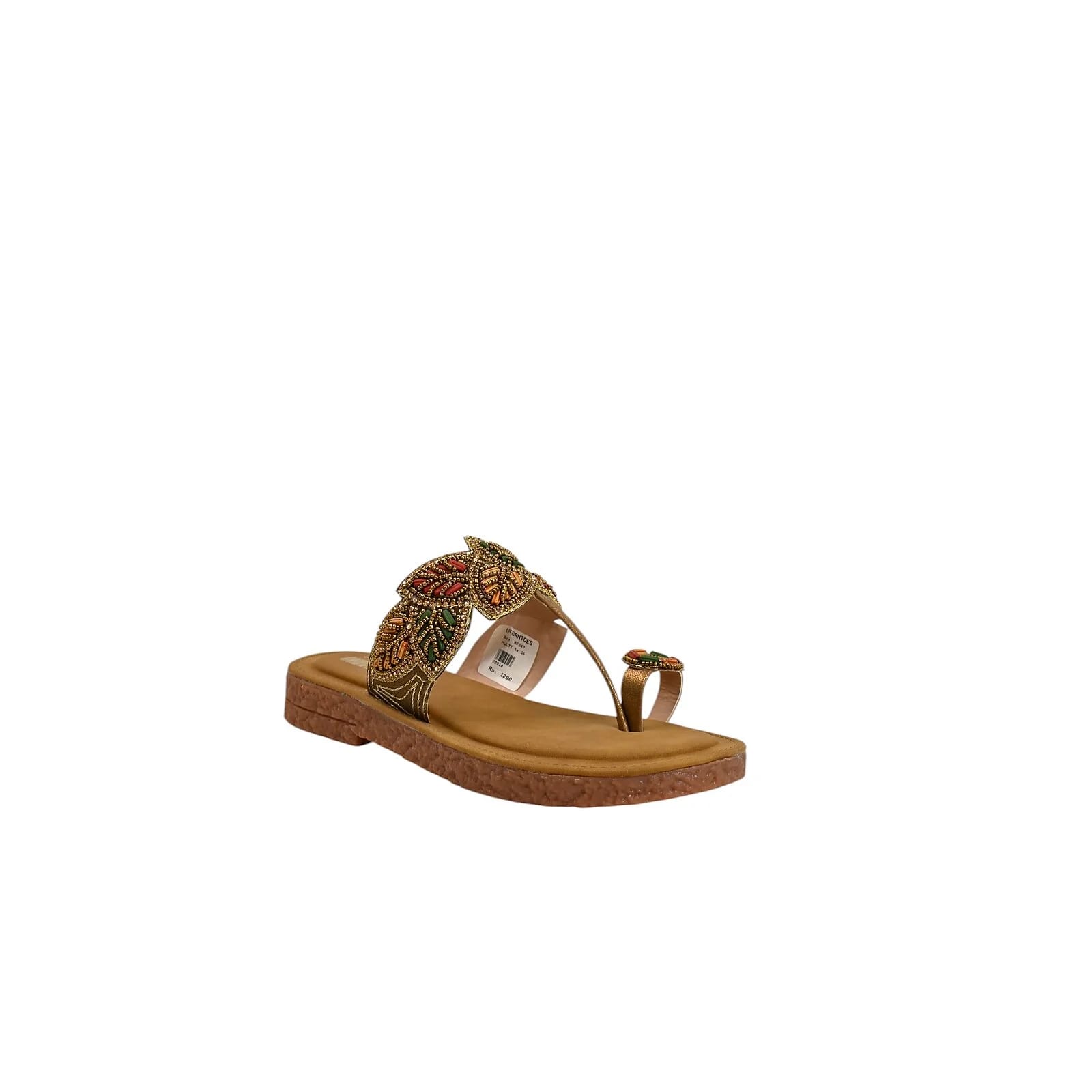 Ethnic Beaded Toe Ring Flat Sandals for Women – Vegan Leather Daily Wear - UrbanToes