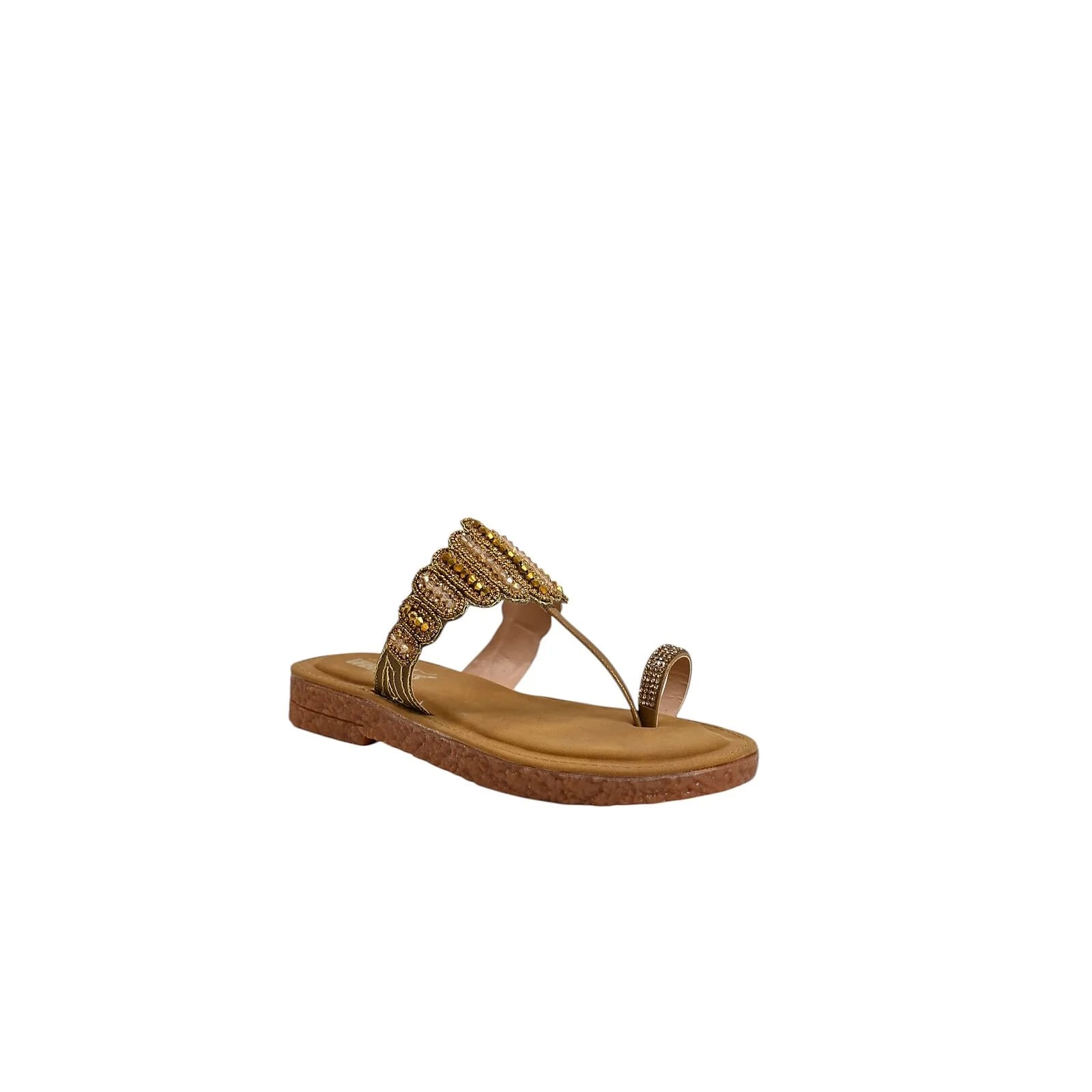 Copper Beaded Toe Ring Flat Sandals Women – Vegan Leather Ethnic Wear - UrbanToes