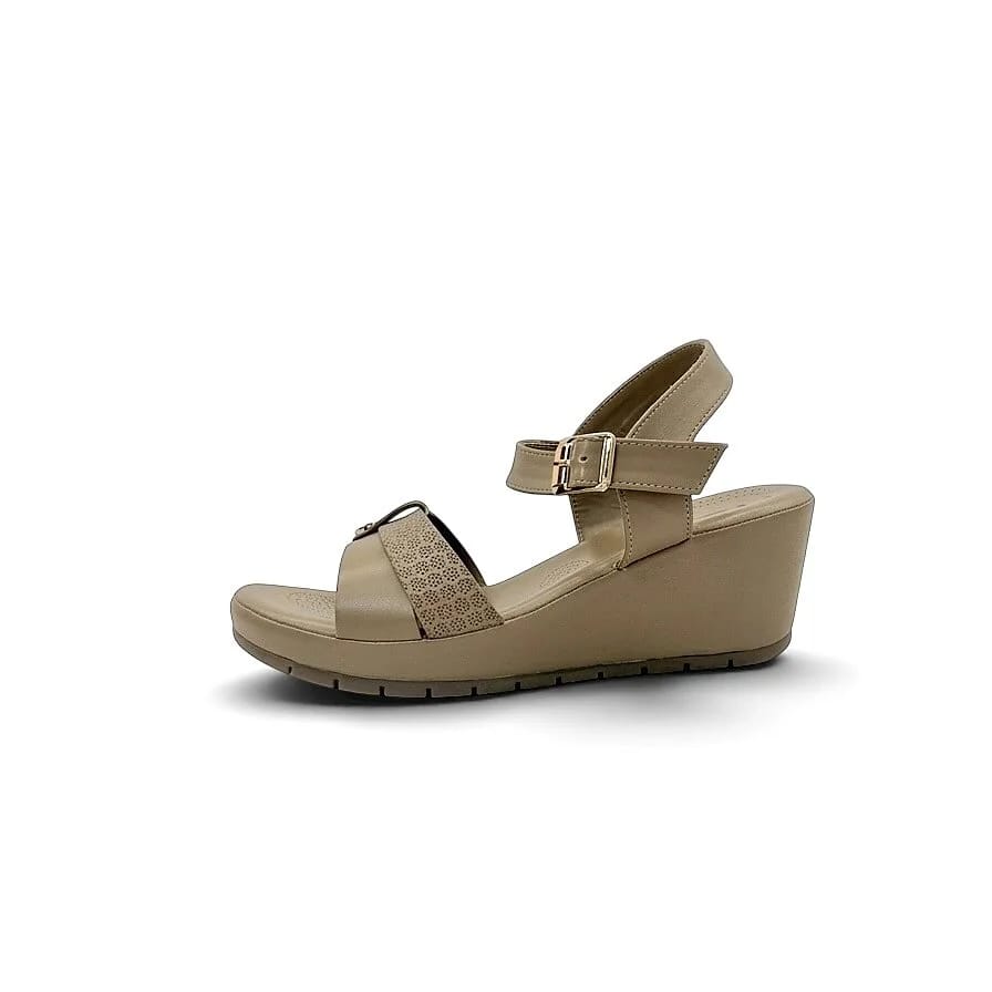 Tan Comfort Wedge Sandals for Women – Ankle Strap Everyday Wear - UrbanToes