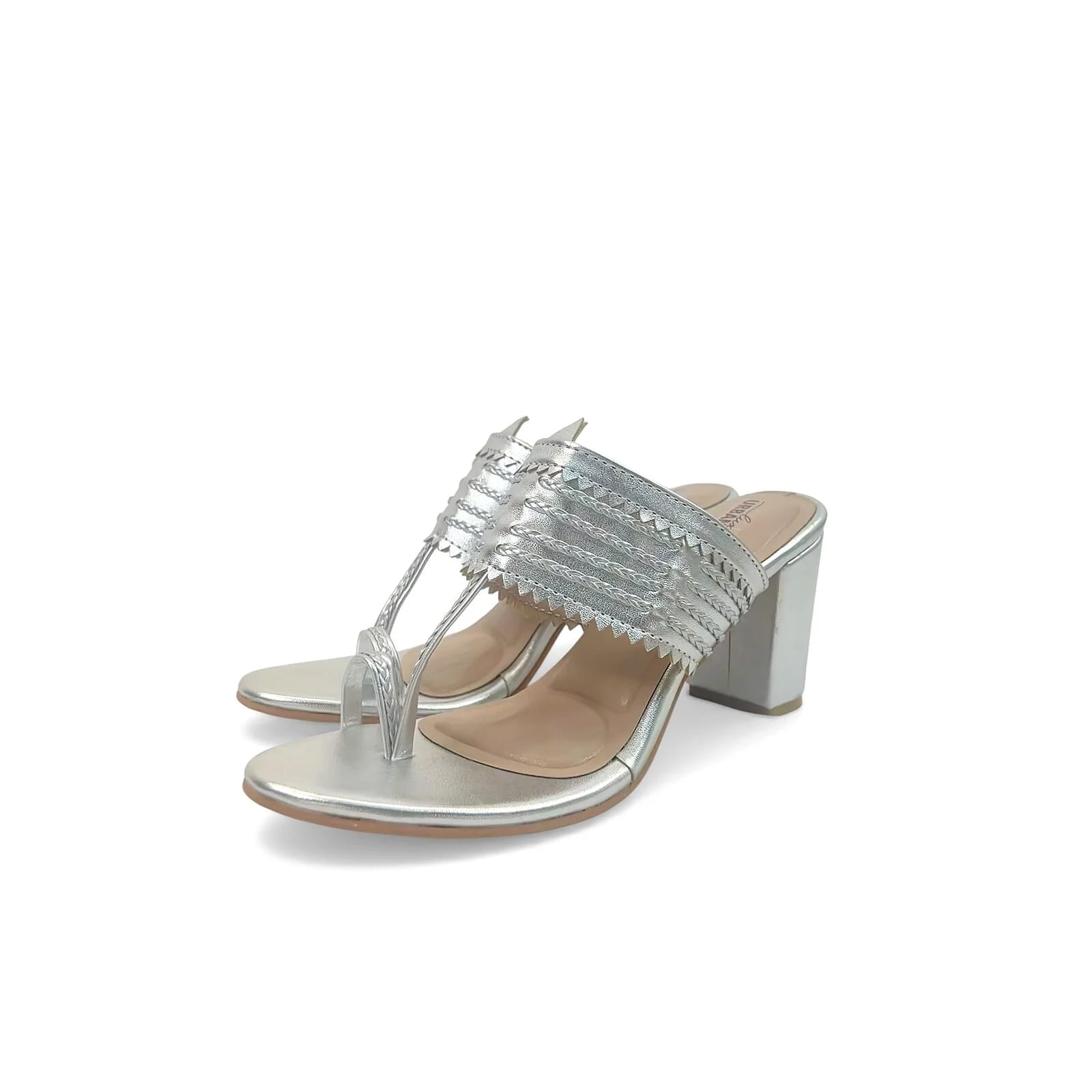 Silver Kolhapuri Block Heel Slipper for Women – Urbantoes - UrbanToes