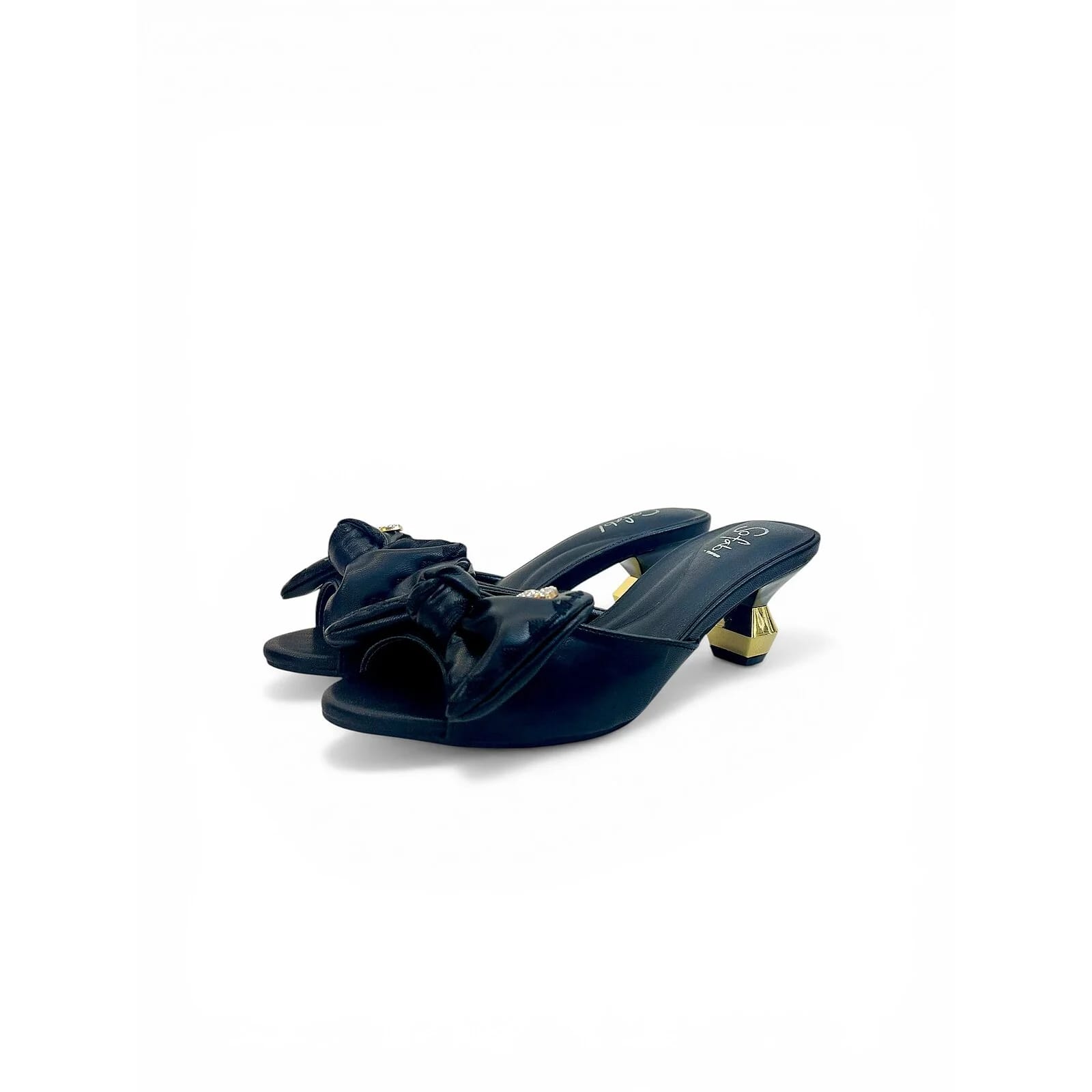 Black Bow Detail Slip-On Statement Heels for Women – Urbantoes India - UrbanToes