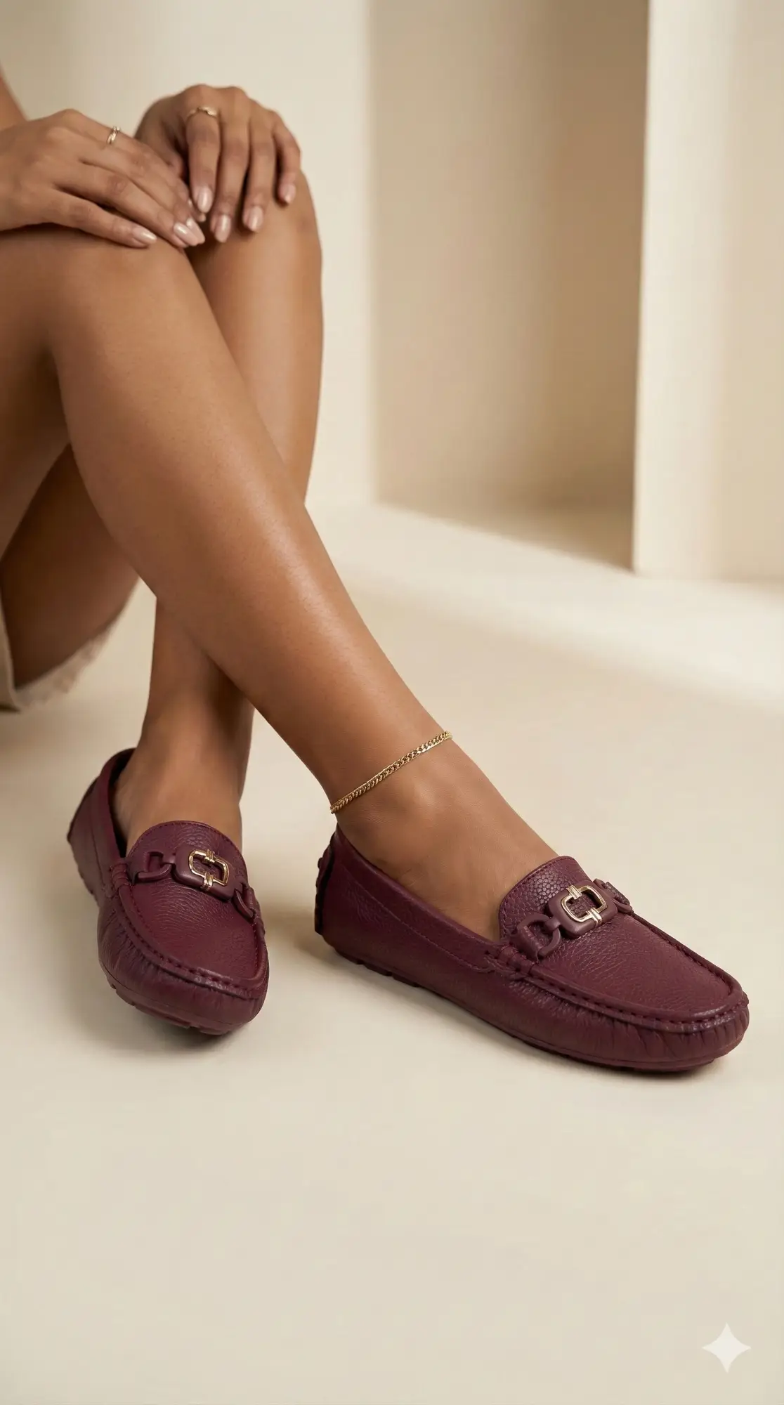 Classic Maroon Loafers for Women with Gold Buckle – Comfortable Everyday & Office Wear - UrbanToes