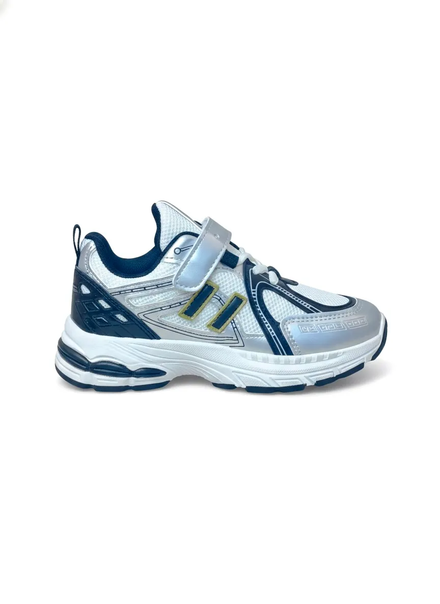Boys Running Sports Sneakers with Hook & Loop Strap – Grey Black - UrbanToes