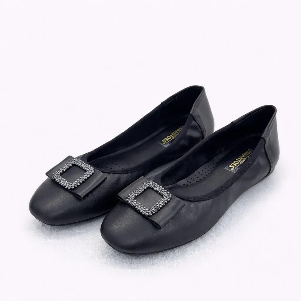 UrbanToes Women’s Black Stone Embellished Comfort Flats - UrbanToes