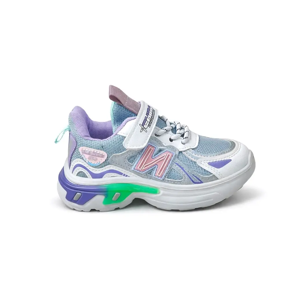 Girls Pastel Sports Shoes with Velcro & Lace – Daily Wear Chunky Sneakers - UrbanToes