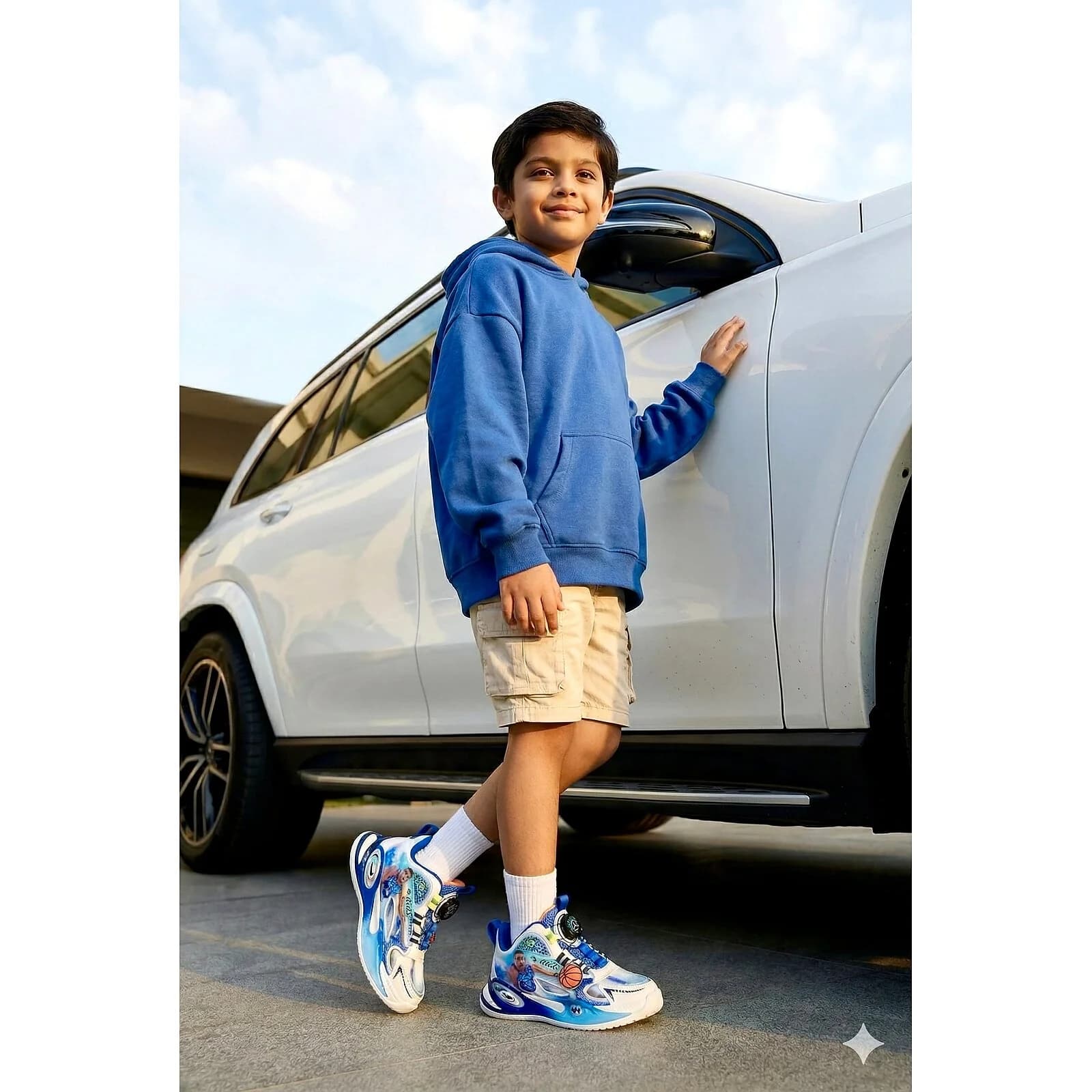 Urbantoes Kids Blue Basketball Style Sports Shoes with Graphic Design – Lightweight Running & Play Sneakers