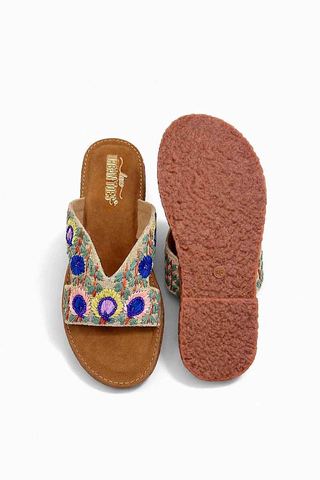 Multicolor Embroidered Ethnic Flat Sandals for Women