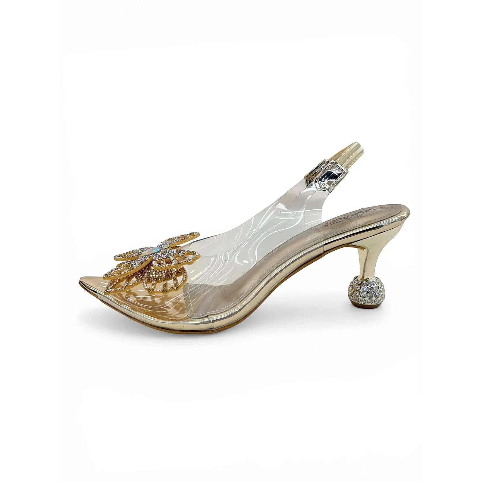 Transparent Rosegold Slingback Heels for Women – Crystal Embellished Party Sandals - UrbanToes