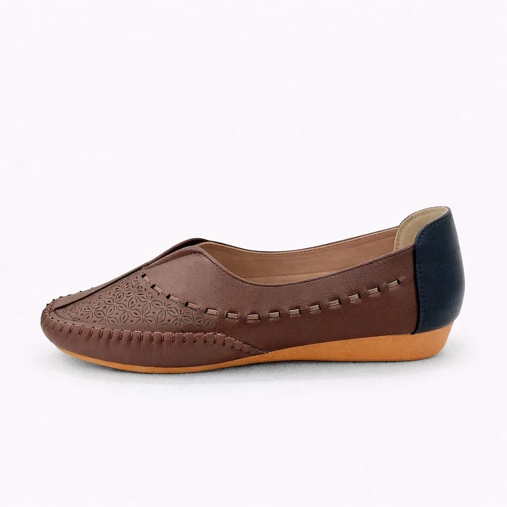 UrbanToes Black & Brown Laser-Cut Comfort Flats