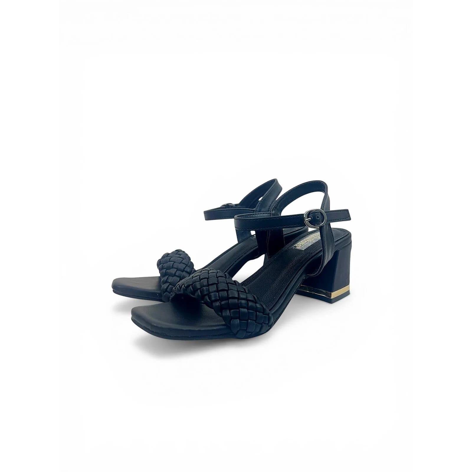 Black Woven Block Heel Sandals for Women – Urbantoes India - UrbanToes