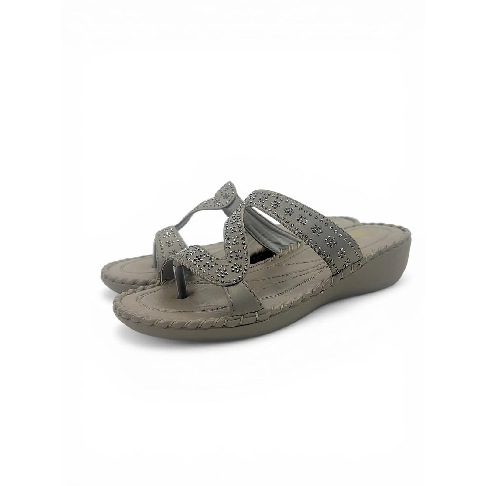 Grey Embellished Toe-Post Comfort Sandals for Women – Urbantoes