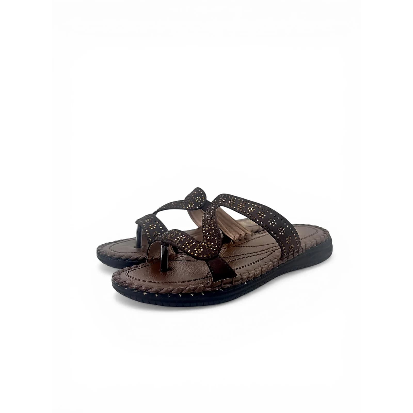Coffee Embellished Toe-Post Comfort Sandals for Women – Urbantoes