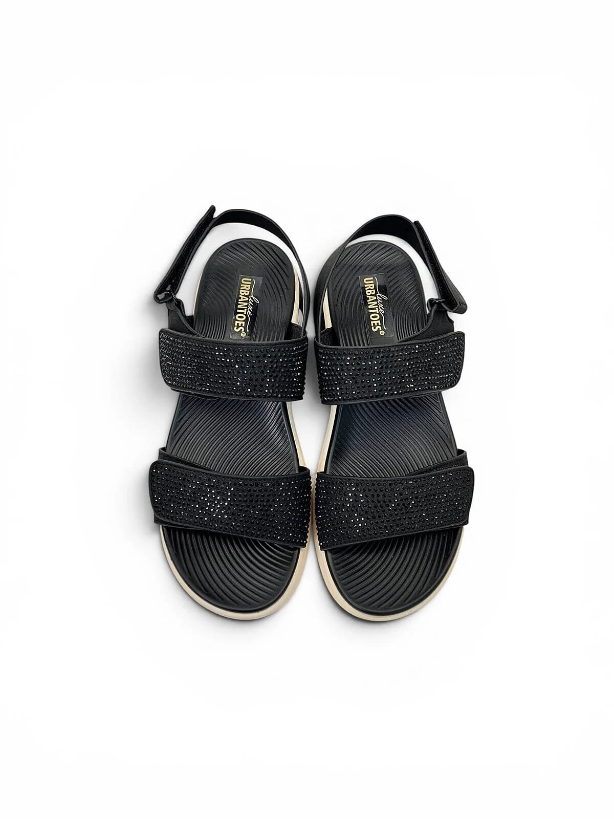 Black Comfort Sandals for Women with Adjustable Straps | UrbanToes