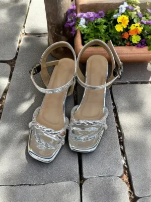 Silver Bella Block Heels