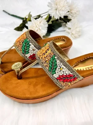 Urbantoes Ethnic Handcrafted Embroidered Kolhapuri Wedges