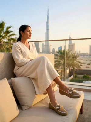 UrbanToes Sahara Knot Comfort Flats Beige