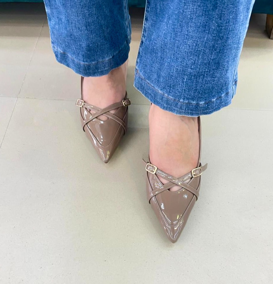 UrbanToes Ira Gloss Slingback Heels Stone Brown