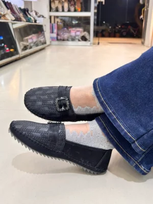 UrbanToes Grace Buckle Comfort Loafers Black
