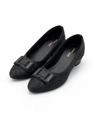 women's black formal low heel shoes