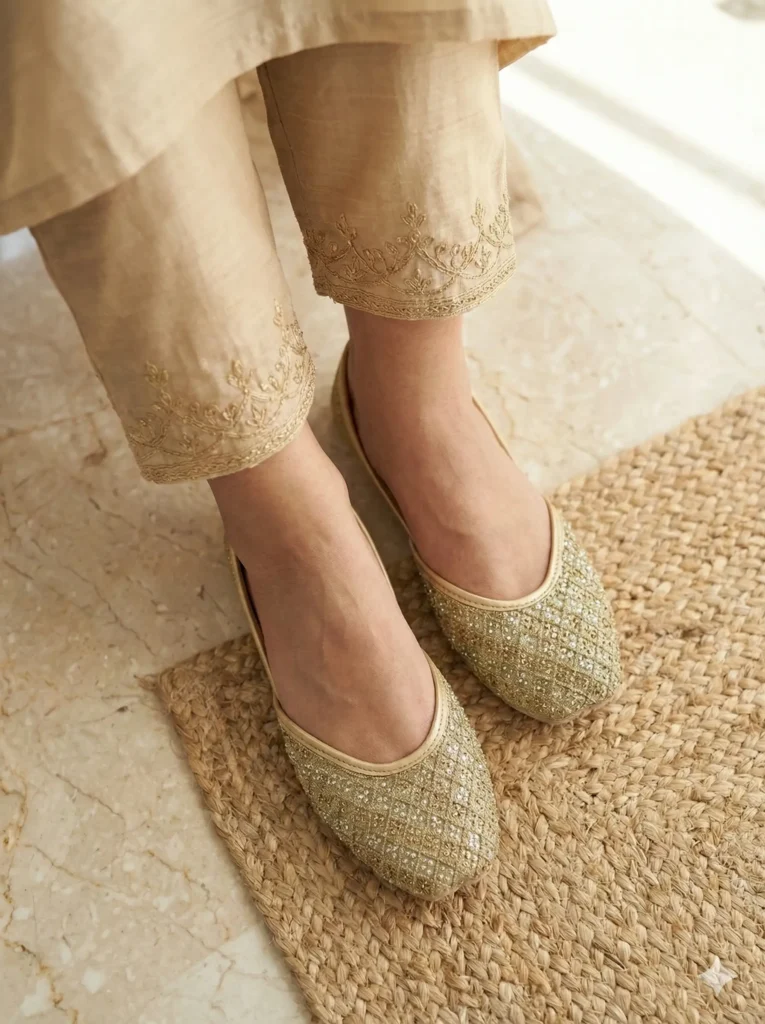 Gold Embroidered Punjabi Jutti for Women – Urbantoes India