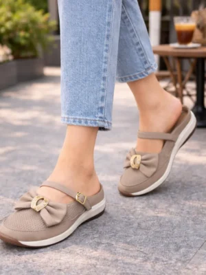 women beige walking flats