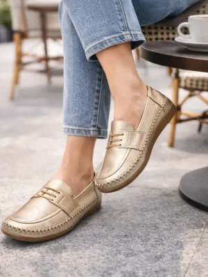 Comfort walking flats gold