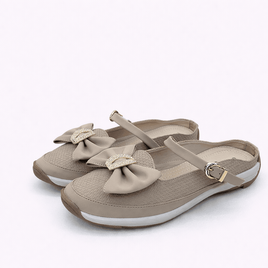 Urbantoes Women’s Beige Walking Flats with Bow Detail