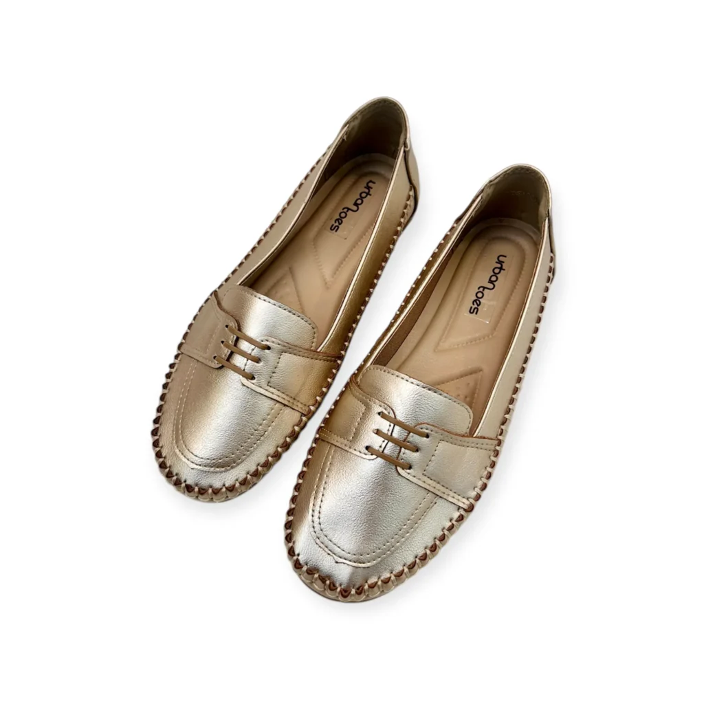 UrbanToes Women’s Metallic Rose Gold Comfort Walking Flats