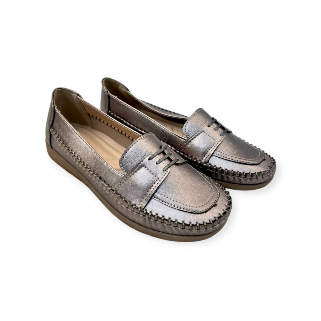 UrbanToes Women’s Metallic Grey Comfort Walking Flats