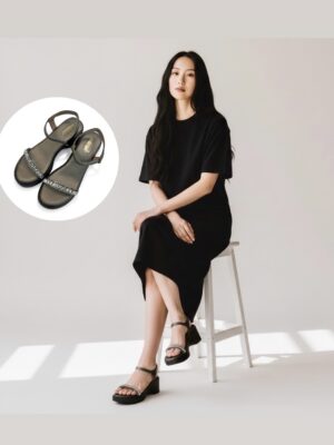 grey embellished wedge sandals for women