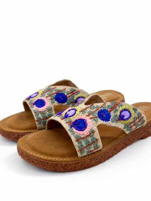 multicolor embroidered ethnic flat sandals for women