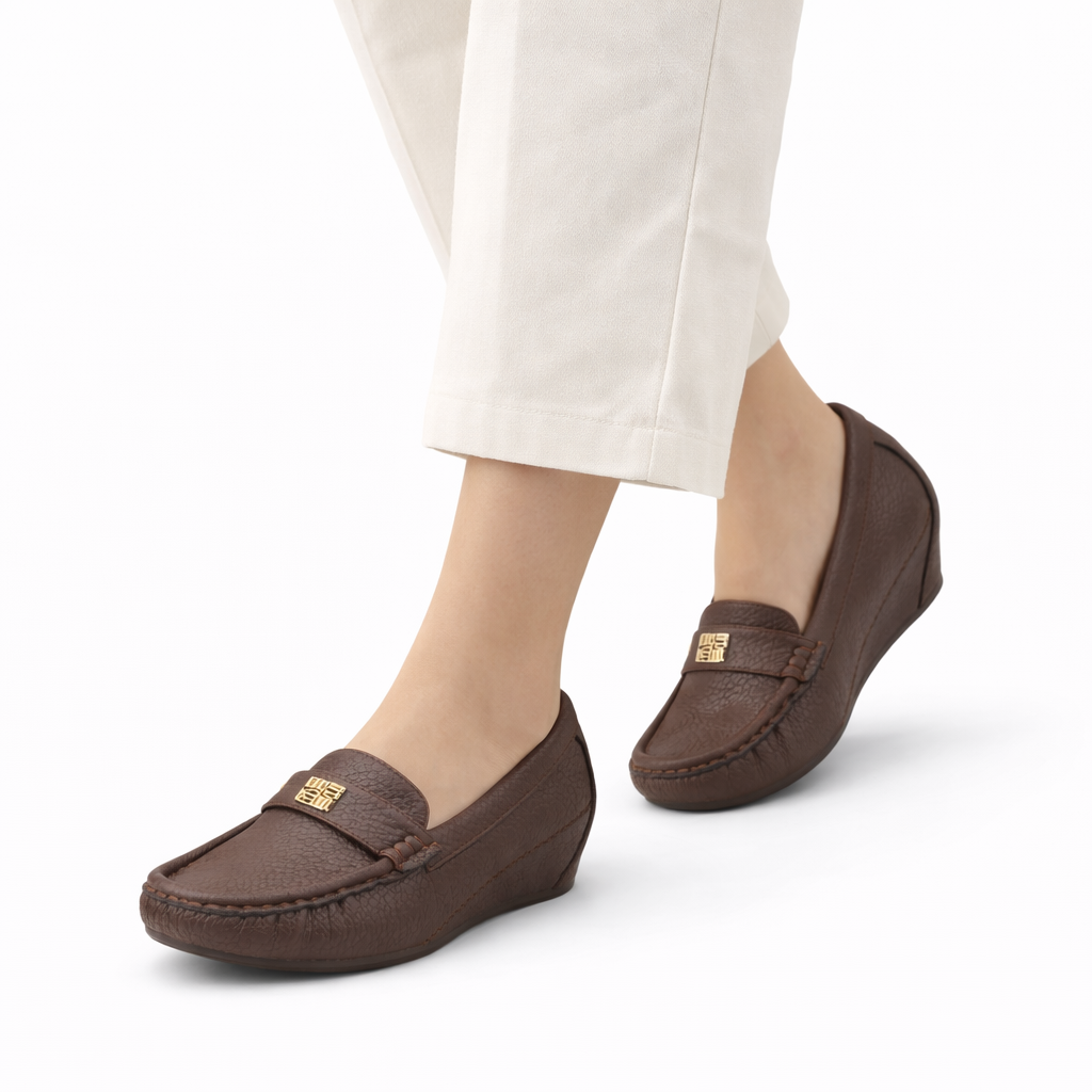 Brown Wedge Loafers for Women – Comfort Slip-On Everyday Shoes