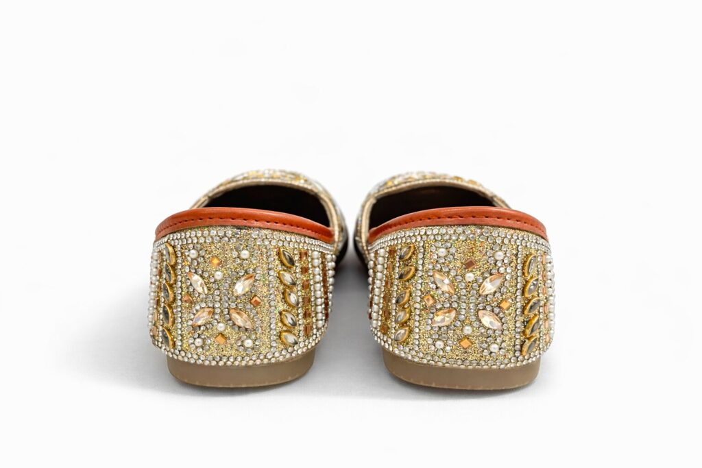 Gold Embellished Jutti Loafers for Women – Pearl Beaded Ethnic Flats