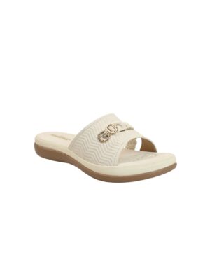 white comfort flat slide for women