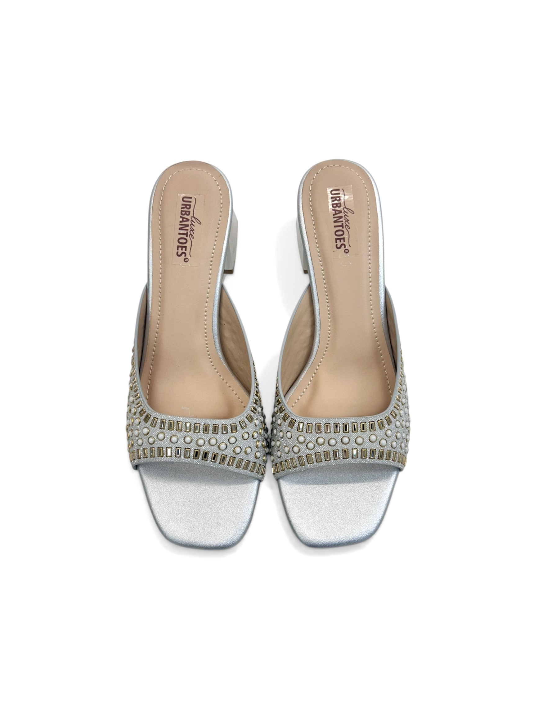 Silver Embellished Block Heel Sandals for Women – Urbantoes - Image 2
