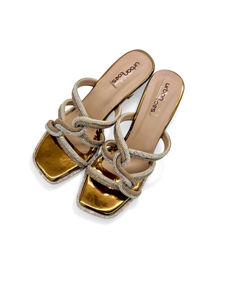 Copper Embellished Strappy Heels for Women – Crystal Knot Party Sandals