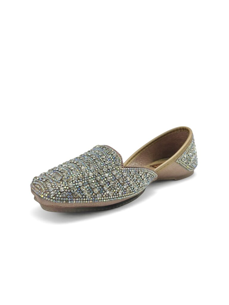 RoseGold Crystal Embellished Jutti for Women – Wedding & Festive Wear