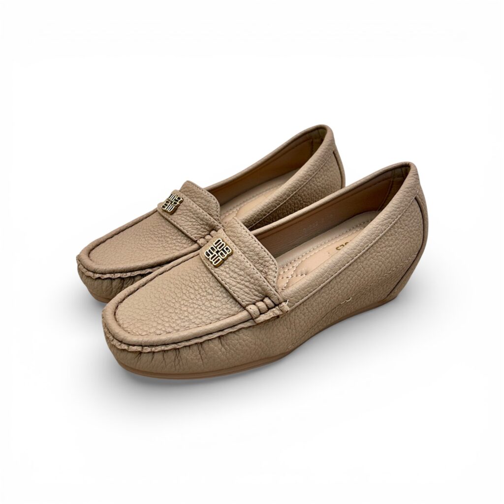 Beige Wedge Loafers for Women – Comfort Slip-On Everyday Shoes
