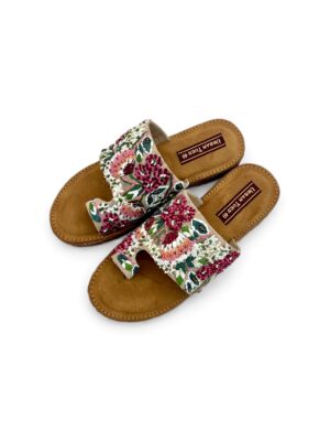 floral embroidered flat sandals for women
