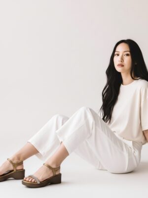 copper embellished wedge sandals for women