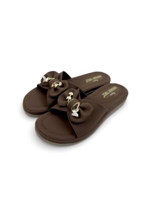 Brown Bow Flat Sandals for women