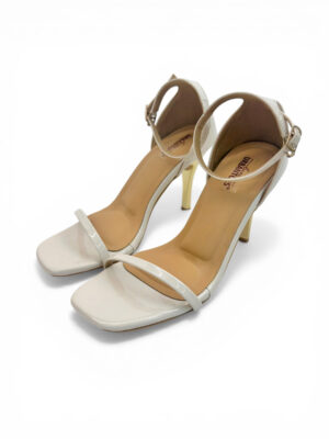 Cream Leather Ankle Strap Stiletto