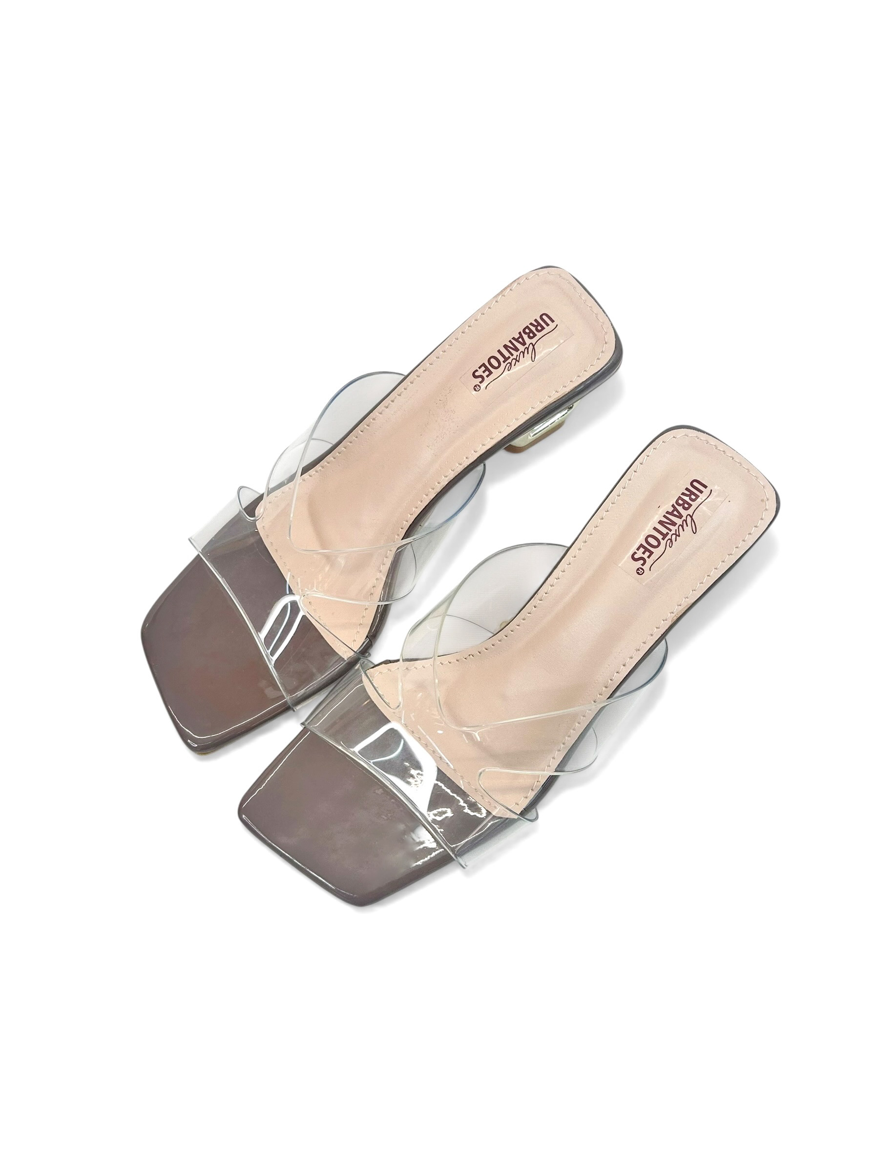 Transparent Brown Strap Designer Heels Sandals for Women – Urbantoes India - Image 3