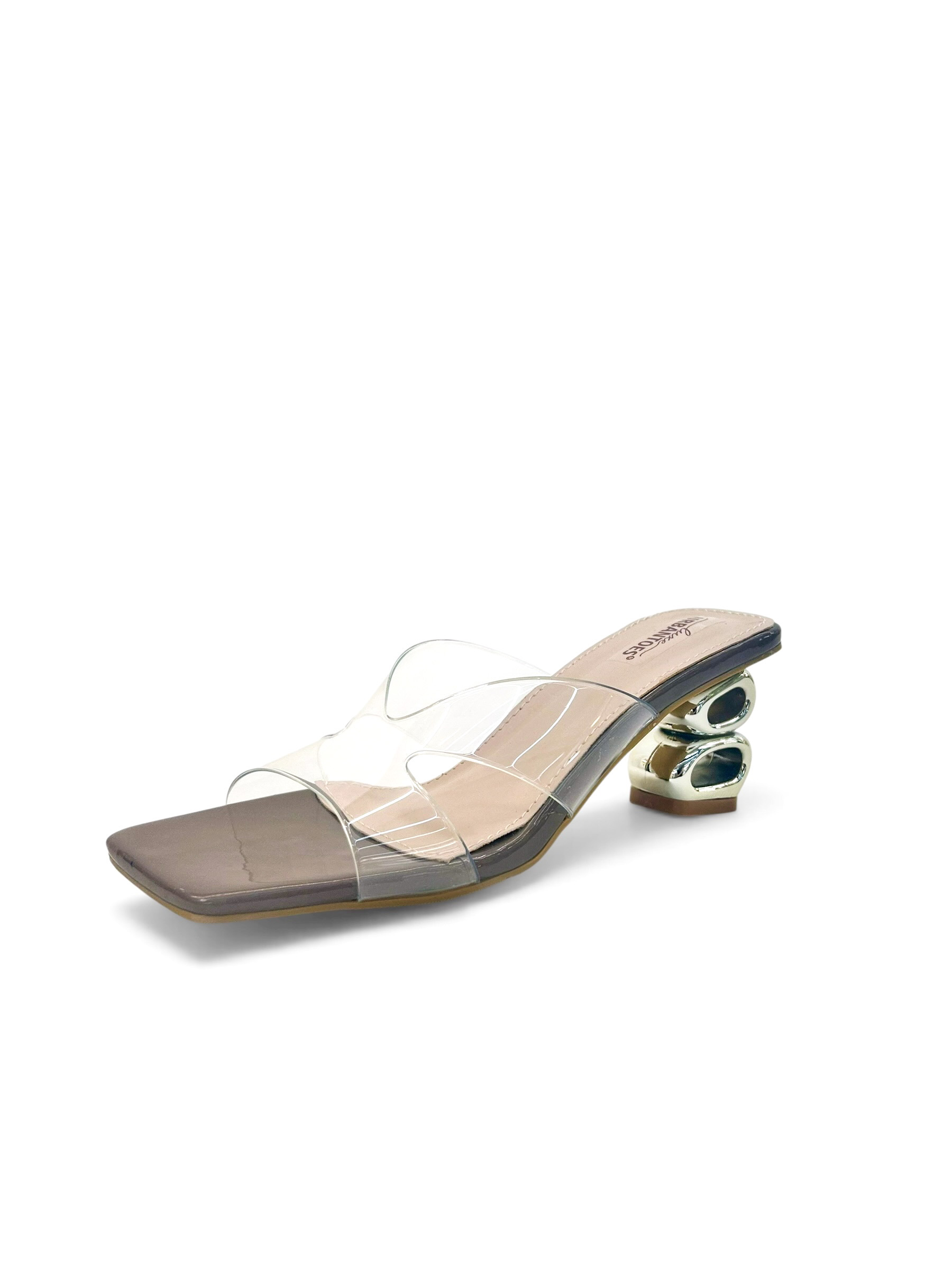 Transparent Brown Strap Designer Heels Sandals for Women – Urbantoes India - Image 2