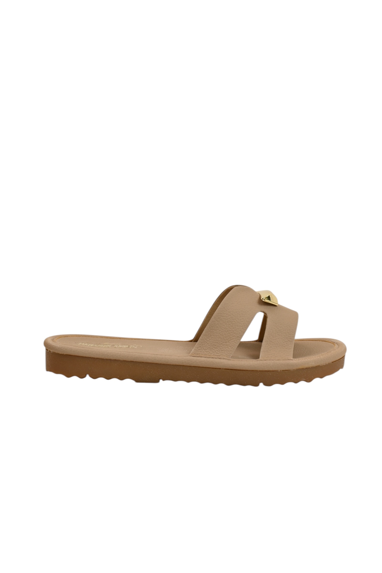 Brown Buckle Flat Slide Sandals Women – Vegan Leather Daily Wear - Image 3