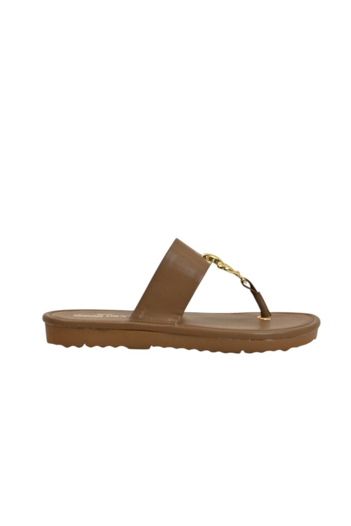 Brown Buckle Flat Slippers Women – Vegan Leather Daily Wear