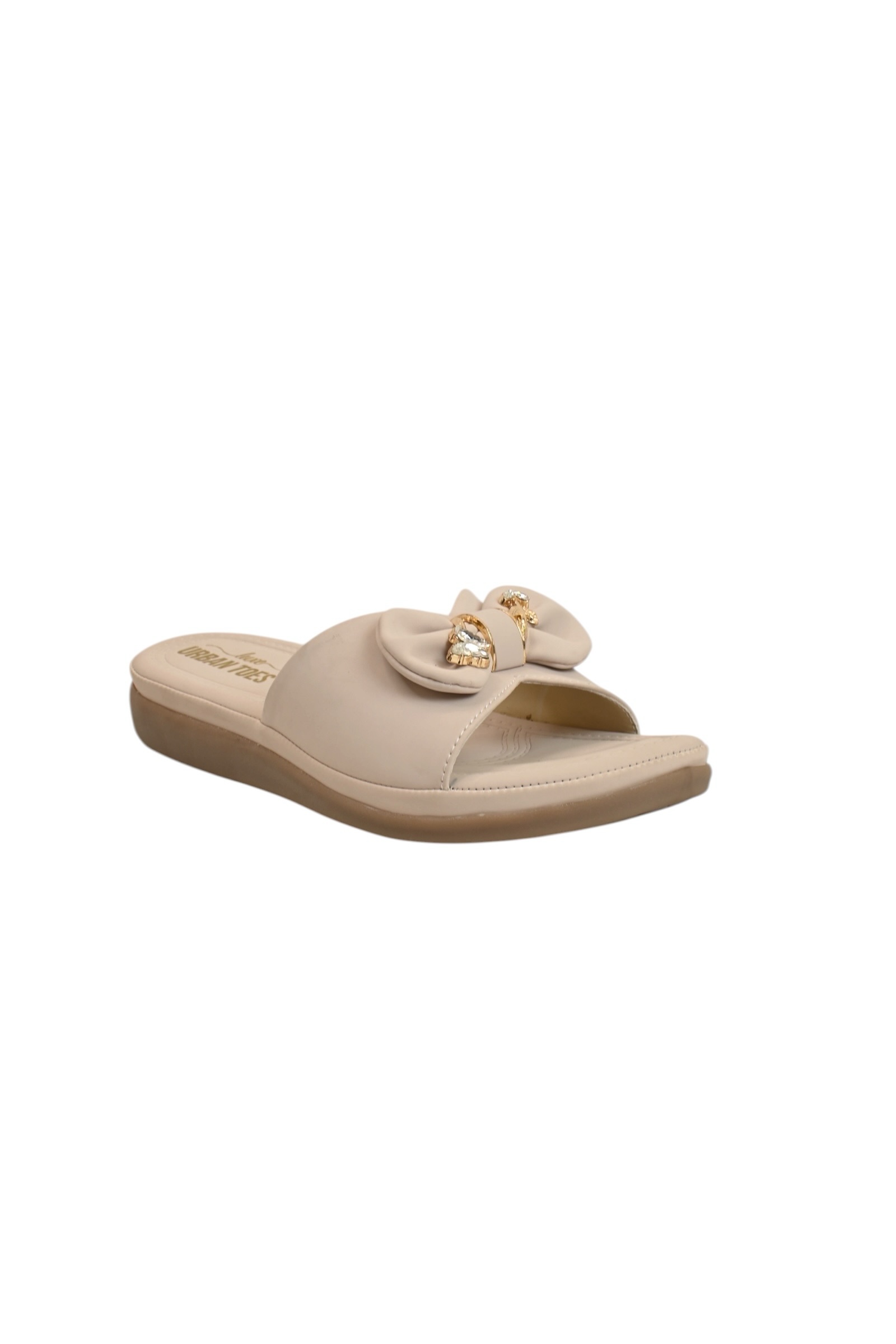 Beige Bow Flat Sandals for women – Urbantoes India - Image 2