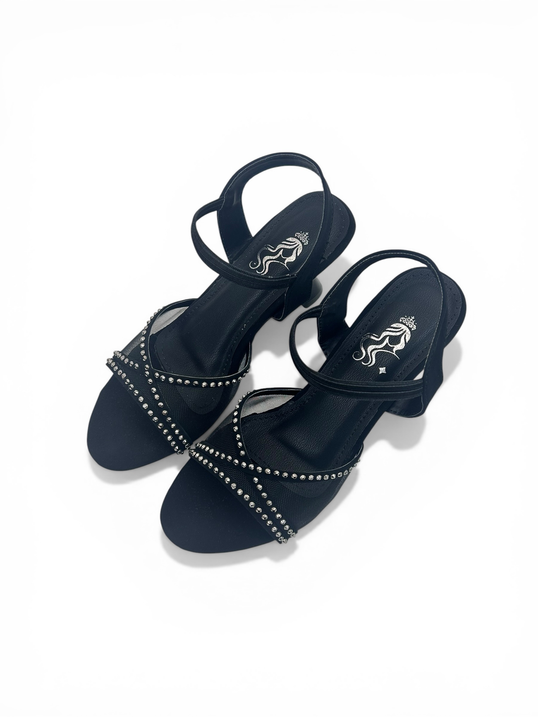 Black Studded Kitten Heel Sandals for Women – Urbantoes India - Image 2