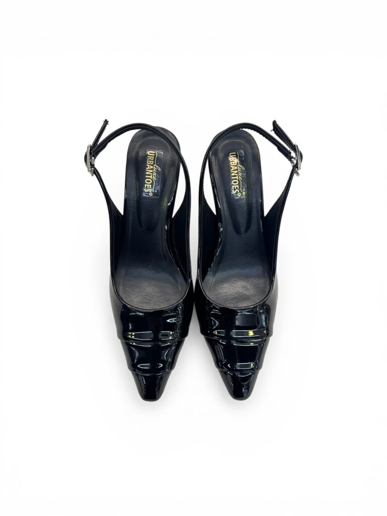Black Patent Slingback Kitten Heels for Women – Urbantoes India